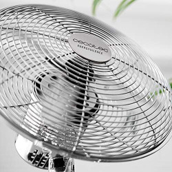 Cecotec Ventilateur de bureau EnergySilence 620 RetroDesk. 40 W, finition chromée, 12" de diamètre avec 4 pales, 3 vitesses, osc