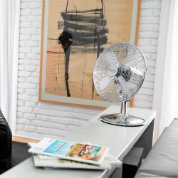 Cecotec Ventilateur de bureau EnergySilence 620 RetroDesk. 40 W, finition chromée, 12" de diamètre avec 4 pales, 3 vitesses, osc