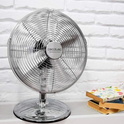 Cecotec Ventilateur de bureau EnergySilence 620 RetroDesk. 40 W, finition chromée, 12" de diamètre avec 4 pales, 3 vitesses, osc