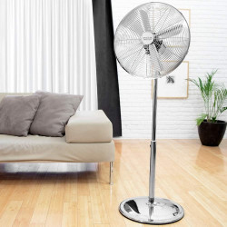 Cecotec Ventilateur sur pied EnergySilence 620 Retrostyle. 50 W, finition chromée, 16" de diamètre avec 4 pales, 3 vitesses, osc