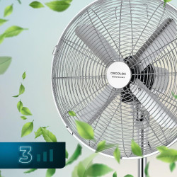 Cecotec Ventilateur sur pied EnergySilence 620 Retrostyle. 50 W, finition chromée, 16" de diamètre avec 4 pales, 3 vitesses, osc