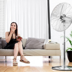 Cecotec Ventilateur sur pied EnergySilence 620 Retrostyle. 50 W, finition chromée, 16" de diamètre avec 4 pales, 3 vitesses, osc