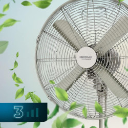 Cecotec Ventilateur sur pied EnergySilence 610 Steelstyle. 50 W, finition acier, 16" de diamètre avec 4 pales, 3 vitesses, oscil