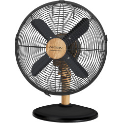 Cecotec Ventilateur de Bureau EnergySilence 600 WoodDesk. 40 W, Finition Couleur Bois, Diamètre 12", 4 Pales, 3 Vitesses, Oscill