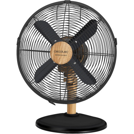 Cecotec Ventilateur de Bureau EnergySilence 600 WoodDesk. 40 W, Finition Couleur Bois, Diamètre 12", 4 Pales, 3 Vitesses, Oscill