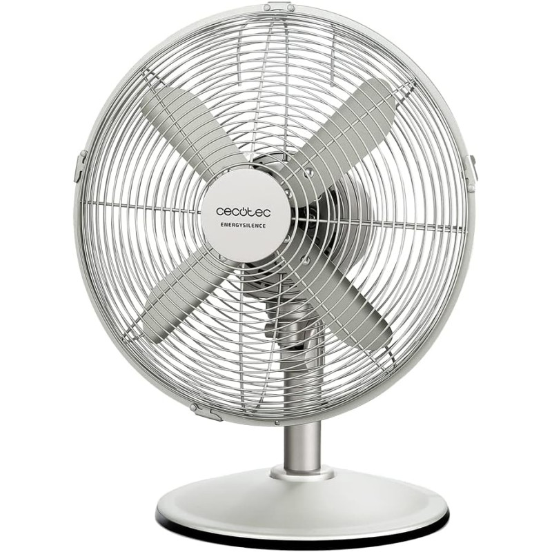 Cecotec Ventilateur de bureau EnergySilence 610 SteelDesk avec 40 W et finition acier, 12 pouces, 3 vitesses, oscillation, silen