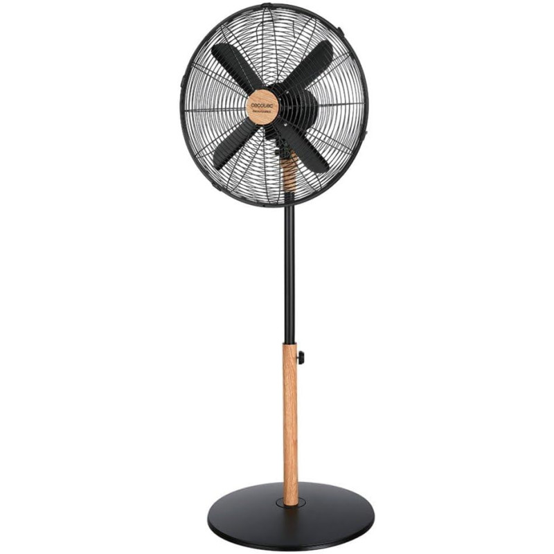 Cecotec Ventilateur sur Pied EnergySilence 600 Woodstyle, 50 W, Finition Bois, Diamètre 16", 4 Pales, 3 Vitesses, Oscillation, R
