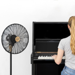 Cecotec Ventilateur sur Pied EnergySilence 600 Woodstyle, 50 W, Finition Bois, Diamètre 16", 4 Pales, 3 Vitesses, Oscillation, R