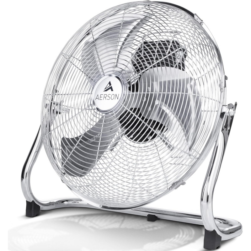 TRESKO AERSON Ventilateur de Sol 40 cm | Ventilateur sur Pied 75W | avec 3 niveaux de puissance | Débit d'air élevé | Constructi