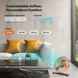 TRESKO AERSON Ventilateur de Sol 30 cm | Ventilateur sur Pied 45W | avec 3 niveaux de puissance | Débit d'air élevé | Constructi