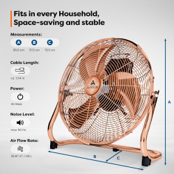 TRESKO AERSON Ventilateur de Sol 30 cm | Ventilateur sur Pied 45W | avec 3 niveaux de puissance | Débit d'air élevé | Constructi