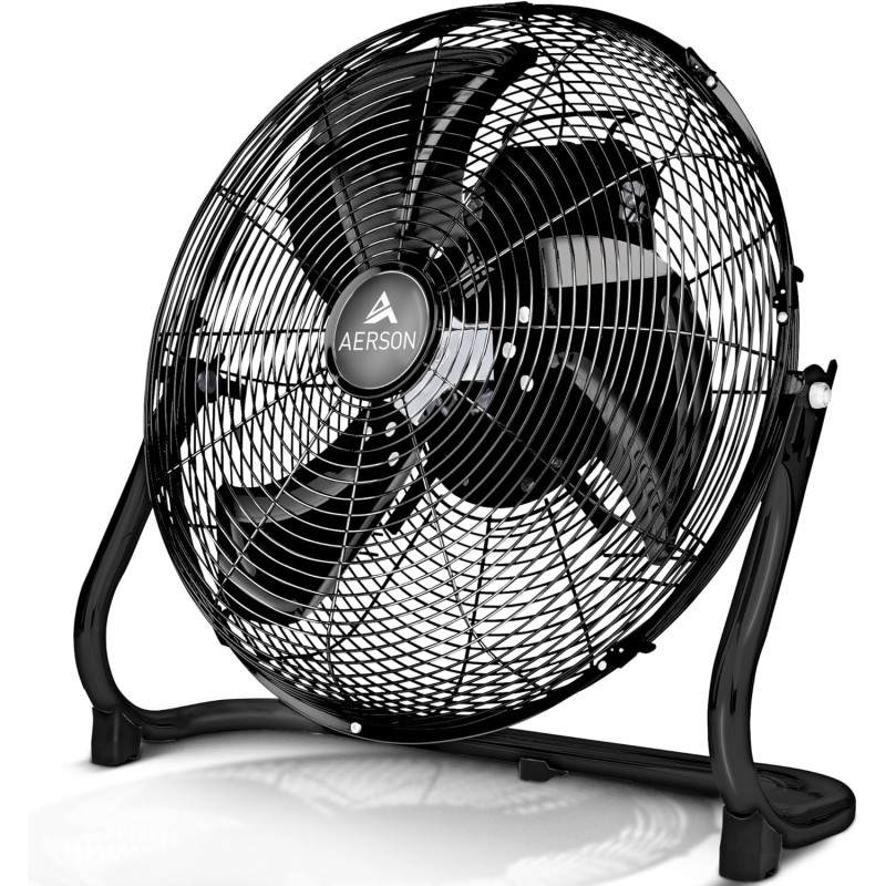 TRESKO AERSON Ventilateur de Sol 40 cm | Ventilateur sur Pied 75W | avec 3 niveaux de puissance | Débit d'air élevé | Constructi