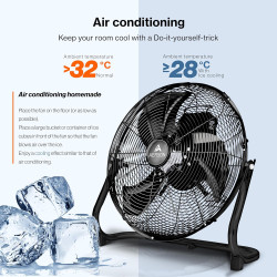 TRESKO AERSON Ventilateur de Sol 40 cm | Ventilateur sur Pied 75W | avec 3 niveaux de puissance | Débit d'air élevé | Constructi