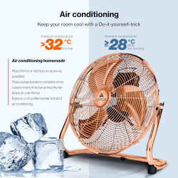 TRESKO AERSON Ventilateur de Sol 50 cm | Ventilateur sur Pied 120W | avec 3 niveaux de puissance | Débit d'air élevé | Construct
