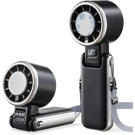 Ventilateur turbo portable à main avec refroidissement par glace, 5 vitesses haute vitesse 4400mAh rechargeable mini ventilateur