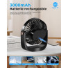Ventilateur de Bureau Portable - 3000mAh Ventilateur de Table Silencieux USB avec Veilleuse,5 Vitesses,Jusqu'à 8h,Rotation à 360