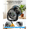 Ventilateur de Bureau Portable - 3000mAh Ventilateur de Table Silencieux USB avec Veilleuse,5 Vitesses,Jusqu'à 8h,Rotation à 360