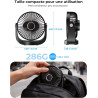 Ventilateur de Bureau Portable - 3000mAh Ventilateur de Table Silencieux USB avec Veilleuse,5 Vitesses,Jusqu'à 8h,Rotation à 360