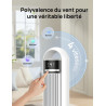 DREO Ventilateur Colonne Silencieux 23 dB pour Chambre, Couverture Max 9.8 m, Ventilateur Debout sans Lame, Oscillation 90°, 4 V