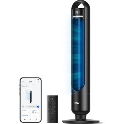 DREO ventilateur colonne intelligent pour chambre à coucher, ventilateur sur pied silencieux de 28 dB, portée d’air jusqu’à 8,8 
