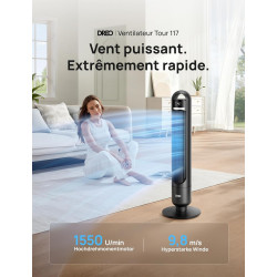 DREO ventilateur colonne intelligent pour chambre à coucher, ventilateur sur pied silencieux de 28 dB, portée d’air jusqu’à 8,8 