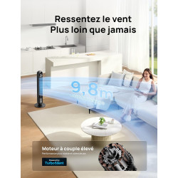 DREO ventilateur colonne intelligent pour chambre à coucher, ventilateur sur pied silencieux de 28 dB, portée d’air jusqu’à 8,8 