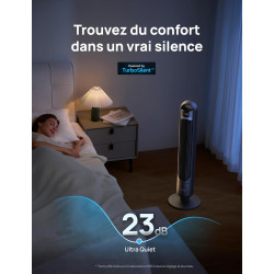 DREO ventilateur colonne intelligent pour chambre à coucher, ventilateur sur pied silencieux de 28 dB, portée d’air jusqu’à 8,8 