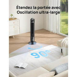 DREO ventilateur colonne intelligent pour chambre à coucher, ventilateur sur pied silencieux de 28 dB, portée d’air jusqu’à 8,8 