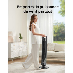 DREO ventilateur colonne intelligent pour chambre à coucher, ventilateur sur pied silencieux de 28 dB, portée d’air jusqu’à 8,8 