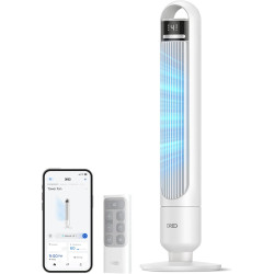 DREO ventilateur colonne intelligent pour chambre à coucher, ventilateur sur pied silencieux de 28 dB, portée d’air jusqu’à 8,8 