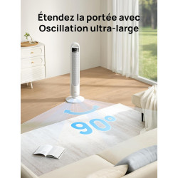 DREO ventilateur colonne intelligent pour chambre à coucher, ventilateur sur pied silencieux de 28 dB, portée d’air jusqu’à 8,8 