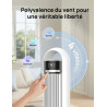 DREO ventilateur colonne intelligent pour chambre à coucher, ventilateur sur pied silencieux de 28 dB, portée d’air jusqu’à 8,8 
