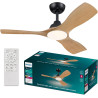 Philips Olas Ventilateur de Plafond, 3 Pales, Lumière LED 24 W, Moteur DC, Température de Couleur (3000 K-4300 K-6500 K) avec Fo