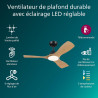 Philips Olas Ventilateur de Plafond, 3 Pales, Lumière LED 24 W, Moteur DC, Température de Couleur (3000 K-4300 K-6500 K) avec Fo