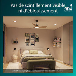 Philips Olas Ventilateur de Plafond, 3 Pales, Lumière LED 24 W, Moteur DC, Température de Couleur (3000 K-4300 K-6500 K) avec Fo