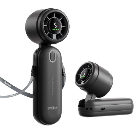 Divebleus 3 en 1 portable ventilateur à main, mini ventilateur turbo usb rechargeable 4000mah, 5 vitesses réglables, jusqu’à 12h