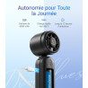 Divebleus 3 en 1 portable ventilateur à main, mini ventilateur turbo usb rechargeable 4000mah, 5 vitesses réglables, jusqu’à 12h