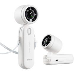 Divebleus 3 en 1 portable ventilateur à main, mini ventilateur turbo usb rechargeable 4000mah, 5 vitesses réglables, jusqu’à 12h