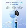 Divebleus 3 en 1 portable ventilateur à main, mini ventilateur turbo usb rechargeable 4000mah, 5 vitesses réglables, jusqu’à 12h