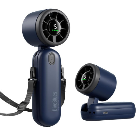 Divebleus 3 en 1 portable ventilateur à main, mini ventilateur turbo usb rechargeable 4000mah, 5 vitesses réglables, jusqu’à 12h