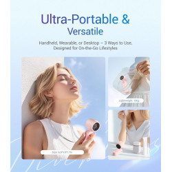 Divebleus 3 en 1 portable ventilateur à main, mini ventilateur turbo usb rechargeable 4000mah, 5 vitesses réglables, jusqu’à 12h
