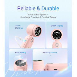 Divebleus 3 en 1 portable ventilateur à main, mini ventilateur turbo usb rechargeable 4000mah, 5 vitesses réglables, jusqu’à 12h
