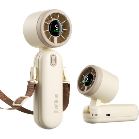 Divebleus 3 en 1 portable ventilateur à main, mini ventilateur turbo usb rechargeable 4000mah, 5 vitesses réglables, jusqu’à 12h
