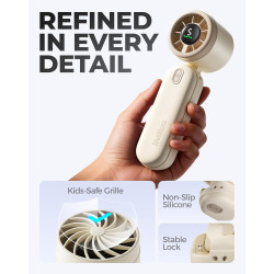 Divebleus 3 en 1 portable ventilateur à main, mini ventilateur turbo usb rechargeable 4000mah, 5 vitesses réglables, jusqu’à 12h