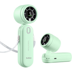 Divebleus 3 en 1 portable ventilateur à main, mini ventilateur turbo usb rechargeable 4000mah, 5 vitesses réglables, jusqu’à 12h
