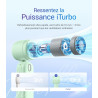 Divebleus 3 en 1 portable ventilateur à main, mini ventilateur turbo usb rechargeable 4000mah, 5 vitesses réglables, jusqu’à 12h