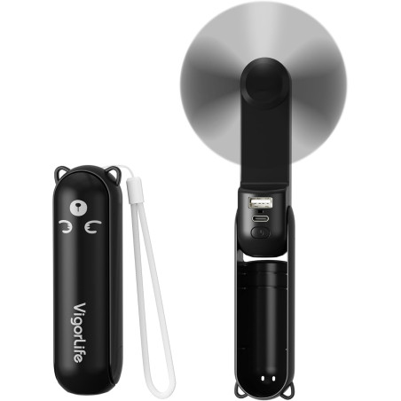 Mini Ventilateur Portatif 3-en-1 USB - Ventilateur de Refroidissement Personnel avec Power Bank, Lampe Torche LED - Pliable de P
