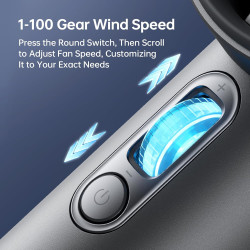JISULIFE Ventilateur Portable à Main,Mini Ventilateur Turbo Réglable en Vitesse(de 1 à 100),Batterie de 5000mAh avec Corps en Mé