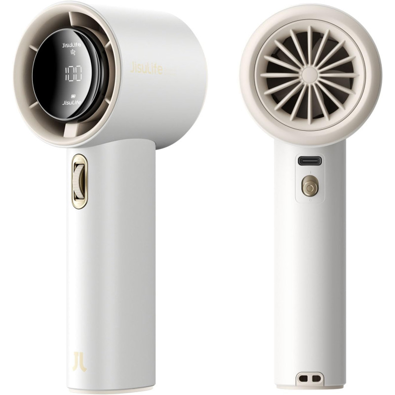 JISULIFE Ventilateur Portable à Main,Mini Ventilateur Turbo Réglable en Vitesse(de 1 à 100),Batterie Rechargeable de 3600mAh,Aff