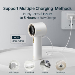 JISULIFE Ventilateur Portable à Main,Mini Ventilateur Turbo Réglable en Vitesse(de 1 à 100),Batterie Rechargeable de 3600mAh,Aff